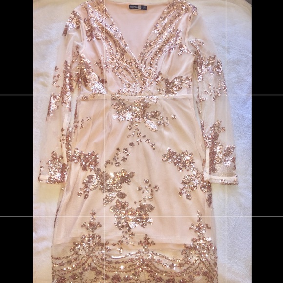 mesh sequin rose bodycon dress